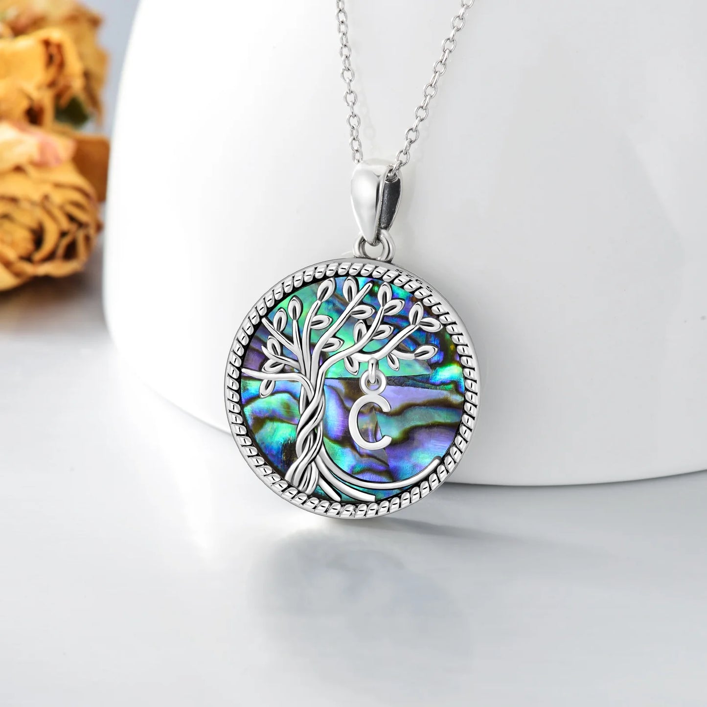 Graduation Gifts for Sisiter Tree of Life Necklace 925 Sterling Silver Initial T Letter Blue Crystal Pendant Necklace Jewelry Gifts for Women Daughter Girls Wife Friend Mom Birthday