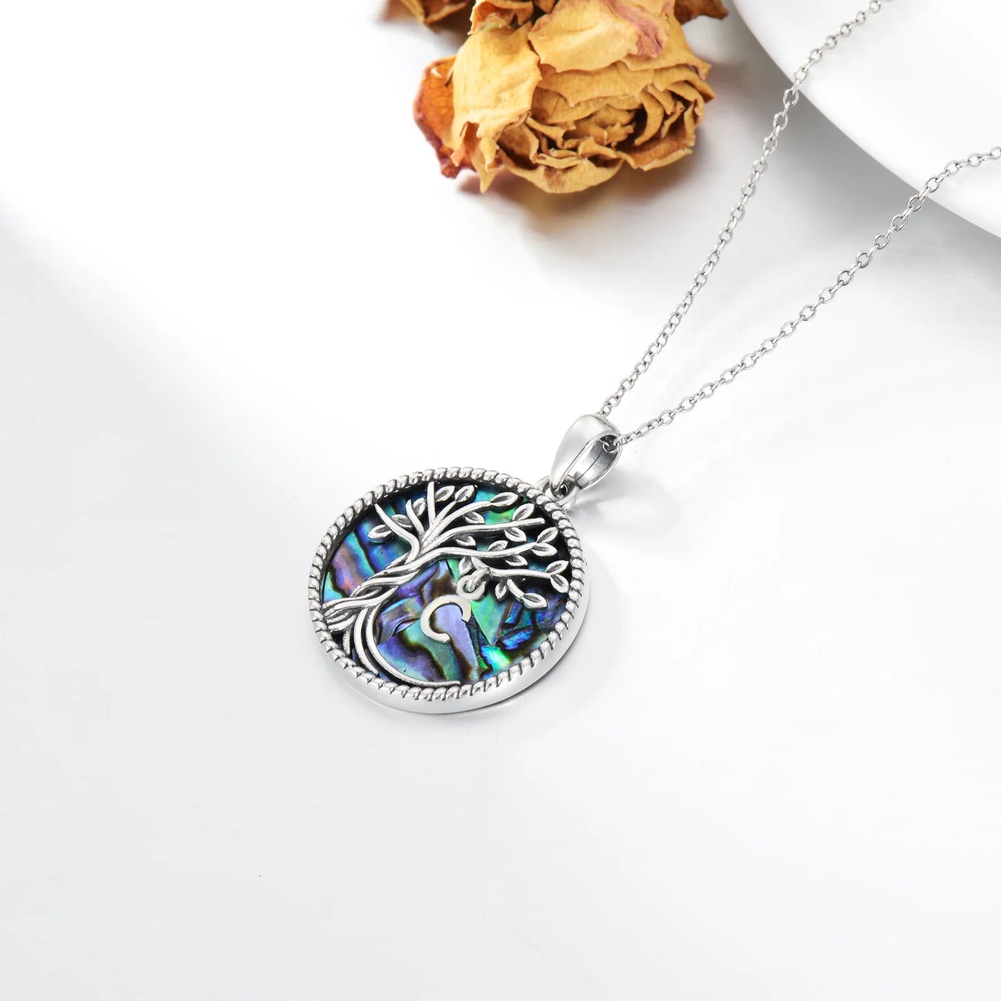 Graduation Gifts for Sisiter Tree of Life Necklace 925 Sterling Silver Initial T Letter Blue Crystal Pendant Necklace Jewelry Gifts for Women Daughter Girls Wife Friend Mom Birthday
