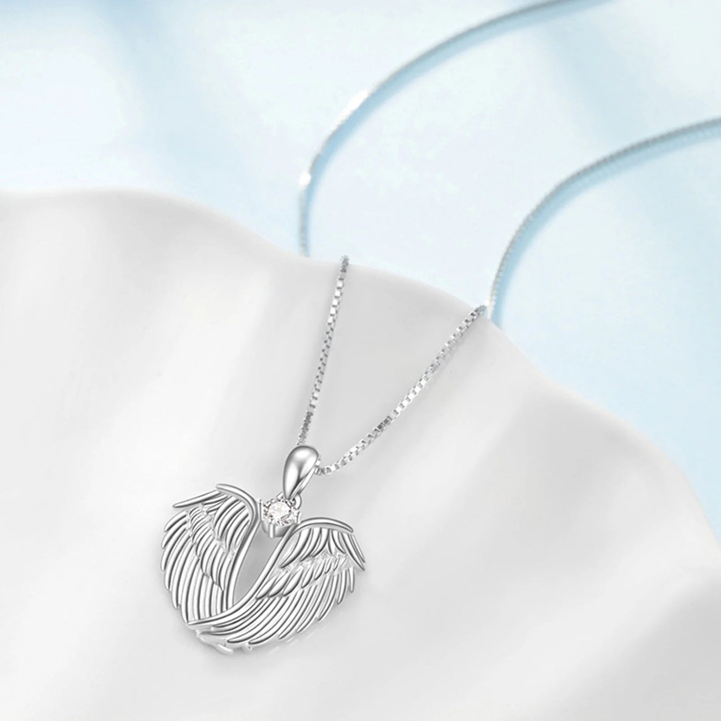 Jewelry on Clearance!Angel Wings Necklace 925 Silver Guardian Angel Wings Pendant Necklace Birthstone Necklace for Women Women Christmas Jewelry Gifts