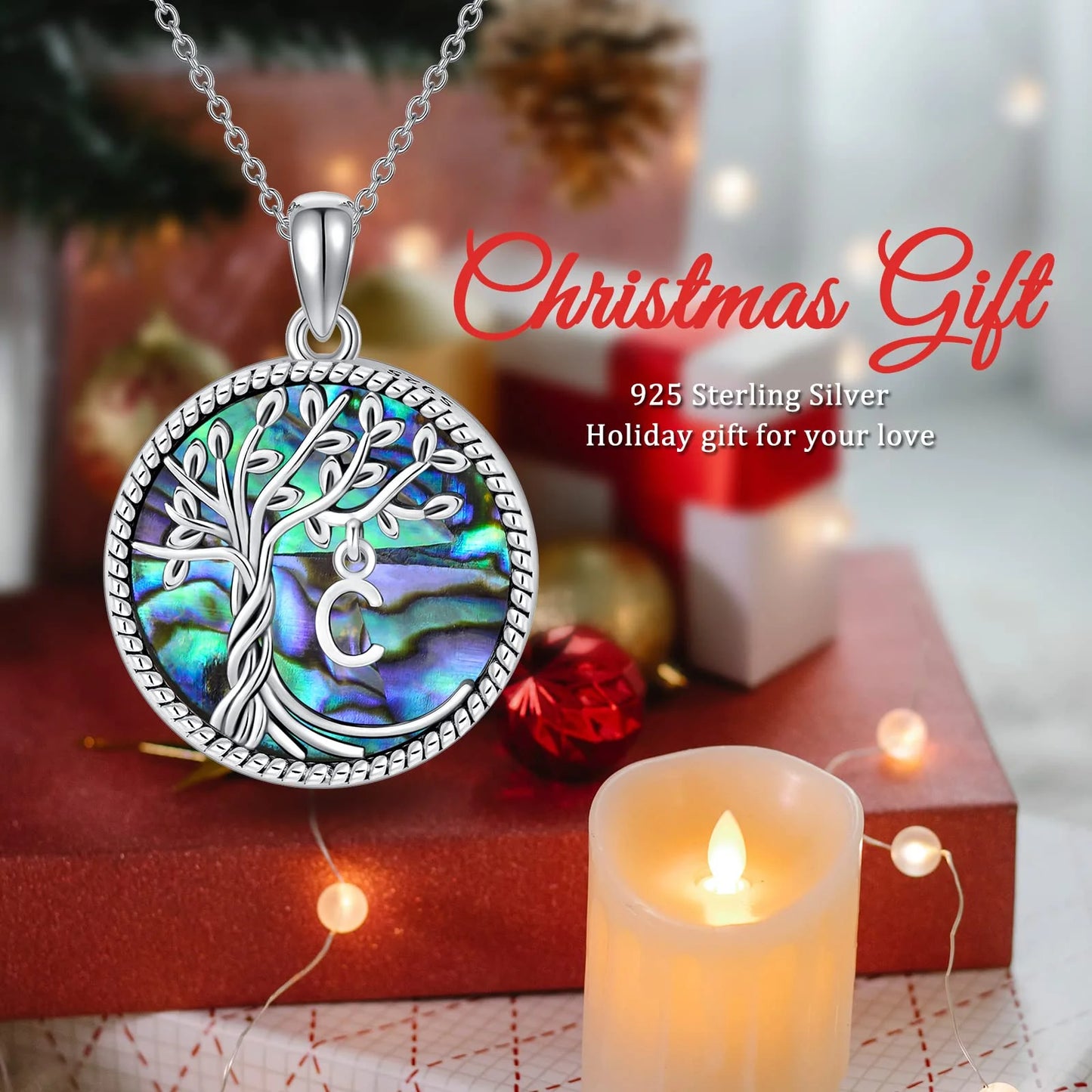 Graduation Gifts for Sisiter Tree of Life Necklace 925 Sterling Silver Initial T Letter Blue Crystal Pendant Necklace Jewelry Gifts for Women Daughter Girls Wife Friend Mom Birthday
