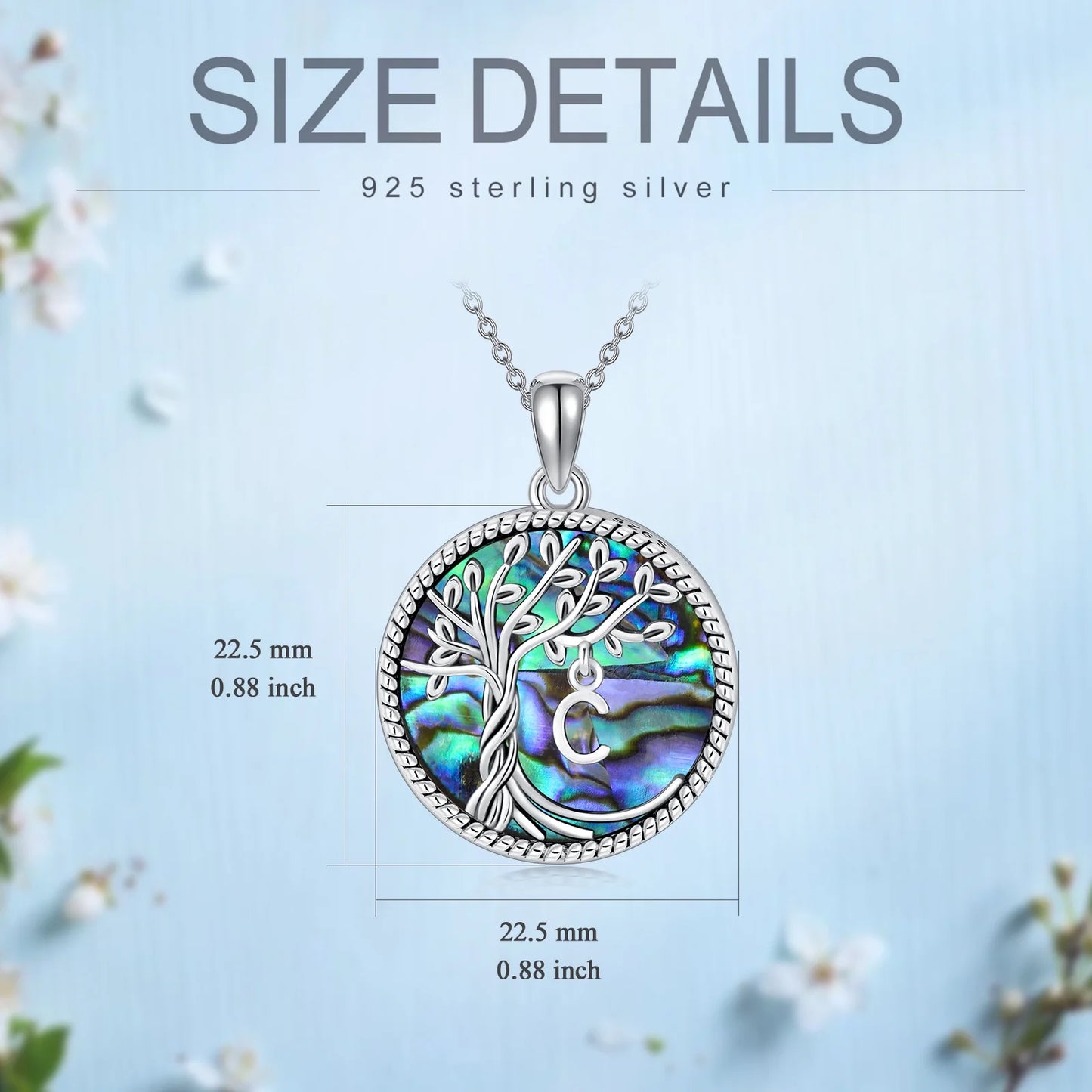 Graduation Gifts for Sisiter Tree of Life Necklace 925 Sterling Silver Initial T Letter Blue Crystal Pendant Necklace Jewelry Gifts for Women Daughter Girls Wife Friend Mom Birthday