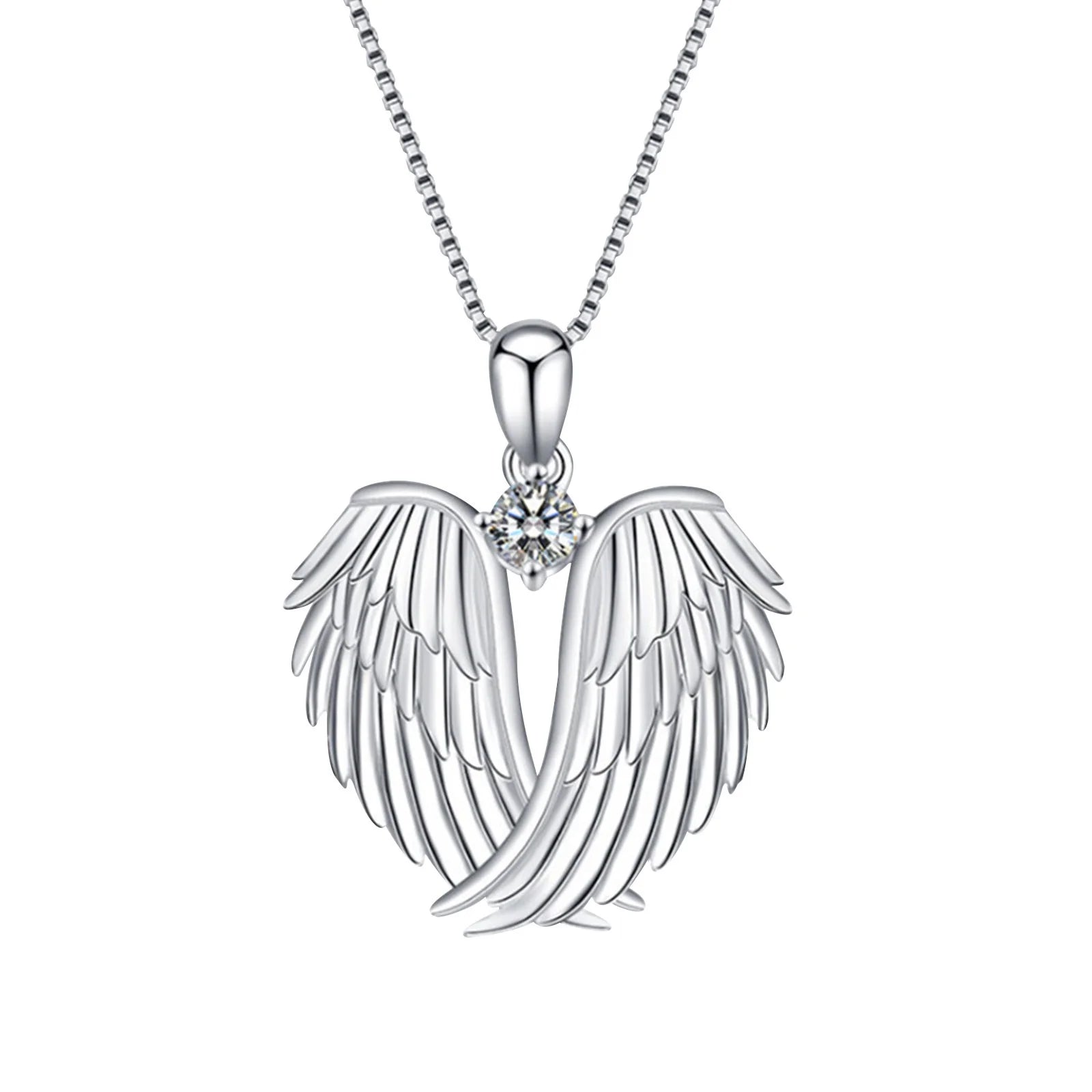 Jewelry on Clearance！Angel Wings Necklace 925 Silver Guardian Angel Wings Pendant Necklace Birthstone Necklace for Women Women Christmas Jewelry Gifts