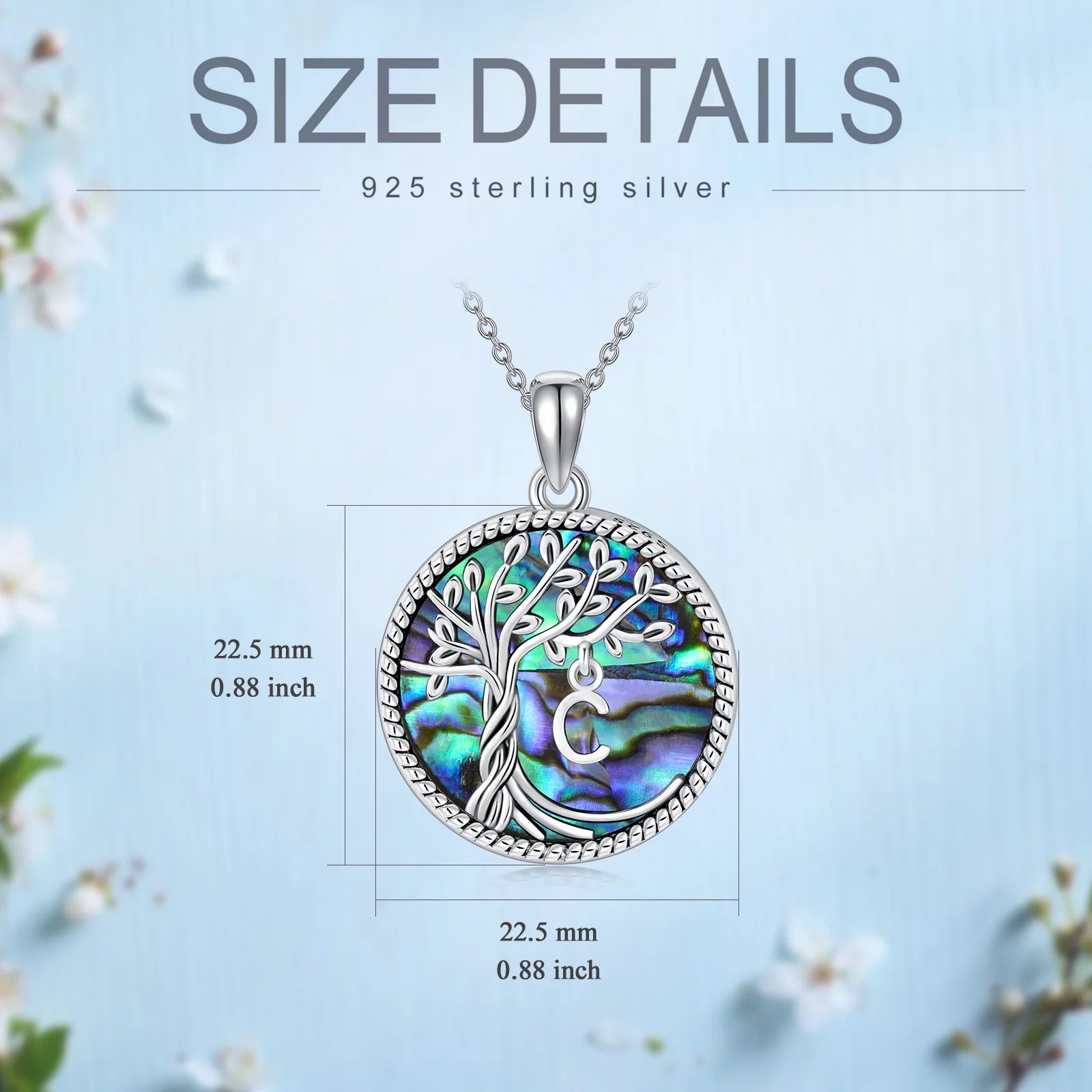 Graduation Gifts for Sisiter Tree of Life Necklace 925 Sterling Silver Initial T Letter Blue Crystal Pendant Necklace Jewelry Gifts for Women Daughter Girls Wife Friend Mom Birthday